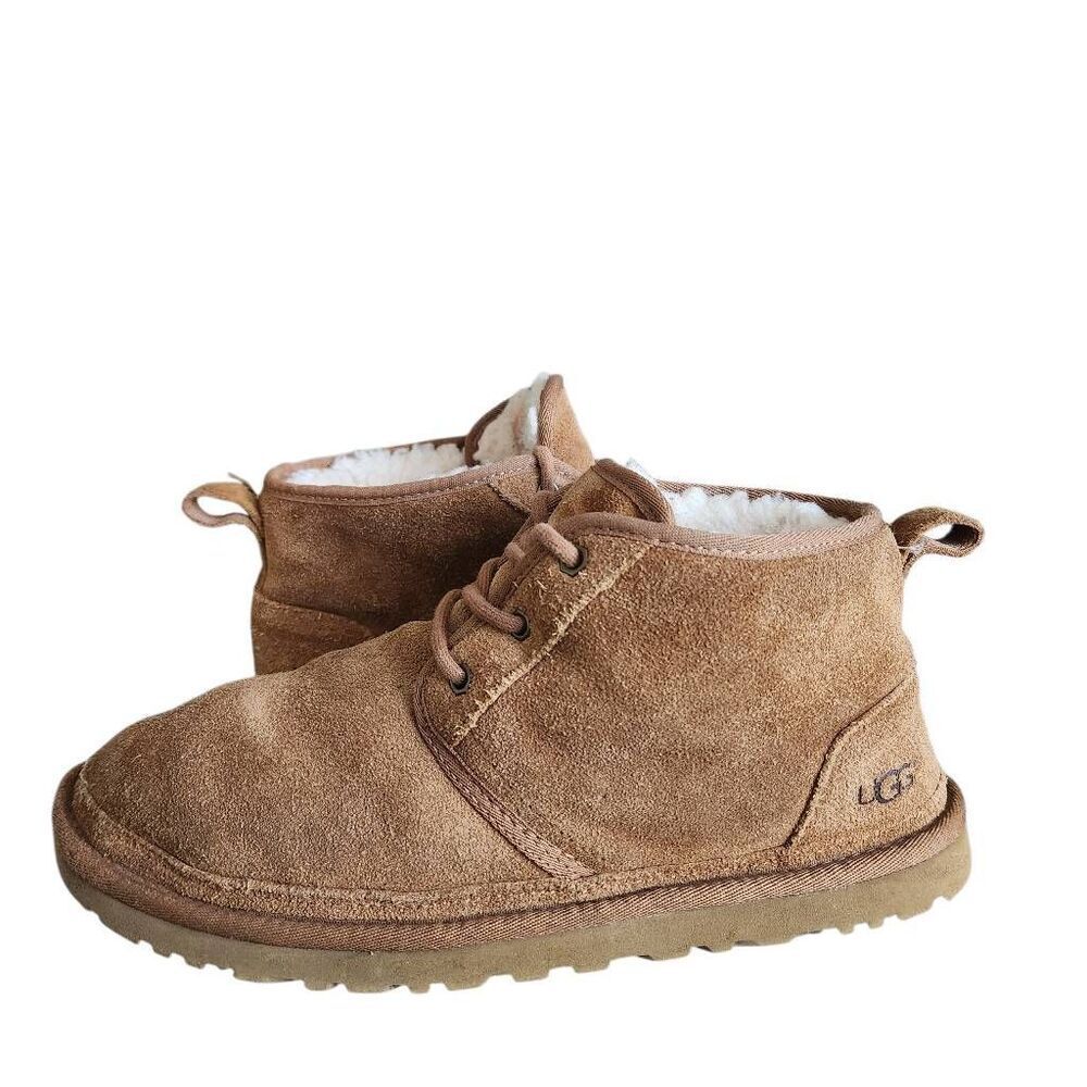 UGG Chukka Ankle Boots Mens 9 Neumel Chestnut Suede Leather Wool Lace Up